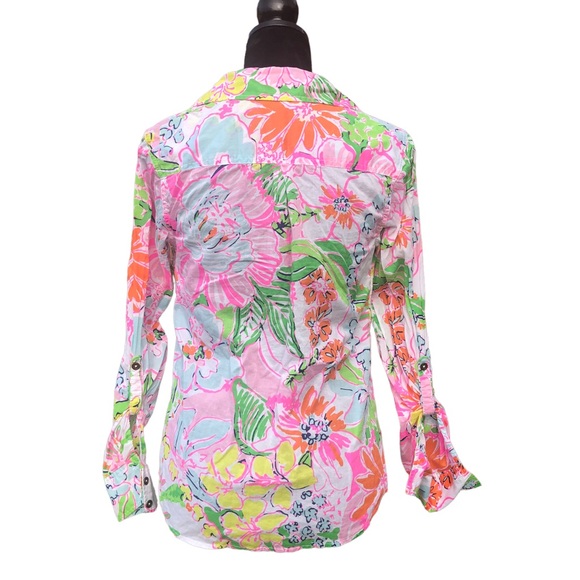 Lilly Pulitzer Vivid Color Button Down Blouse size Small Petite - Picture 2 of 12